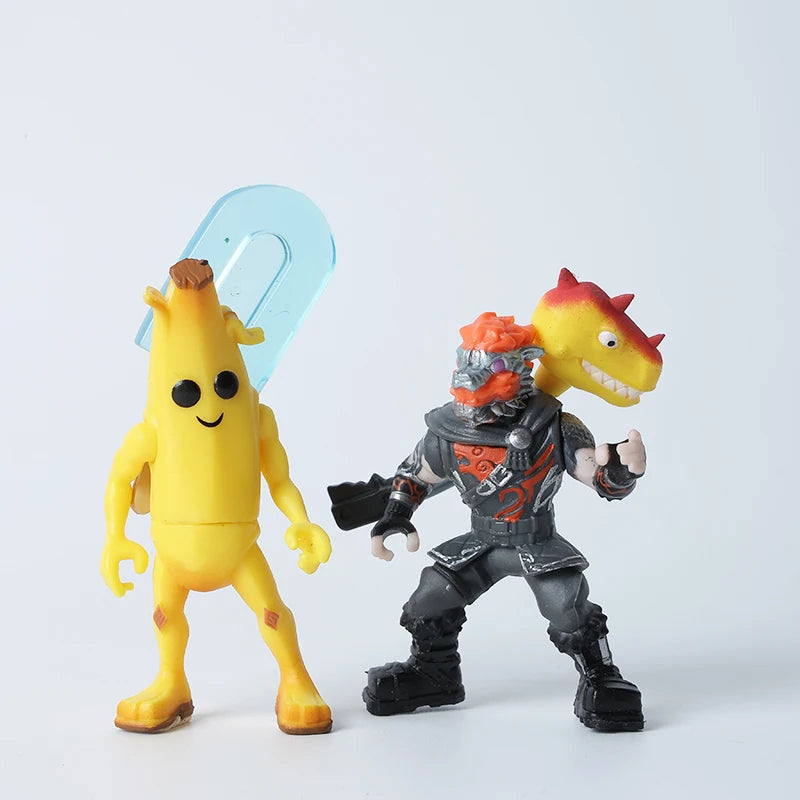 Kaufe 3 und erhalte 1 gratis – Fortnite-Actionfiguren mit Waffen und Werkzeugen (Peely, Skull Trooper, Fishstick, Blackheart)