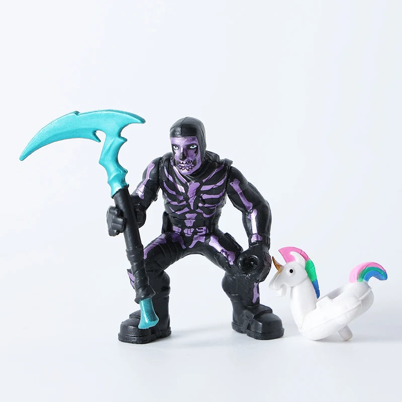 Kaufe 3 und erhalte 1 gratis – Fortnite-Actionfiguren mit Waffen und Werkzeugen (Peely, Skull Trooper, Fishstick, Blackheart)