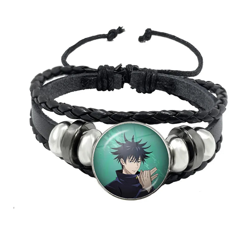 Jujutsu Kaisen Glaskuppelarmband – Anime Art Lederarmband für Männer und Frauen