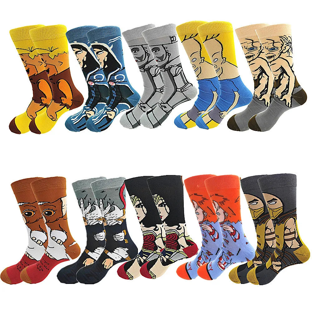 Cartoon-Langsocken – Fröhliche Anime-Crew-Socken mit coolen Street-Fashion-Designs