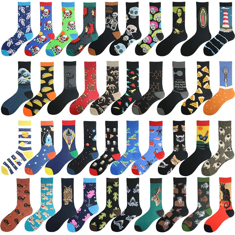 Chaussettes pour hommes Dinosaure Astronaute Planète Crew Harajuku
