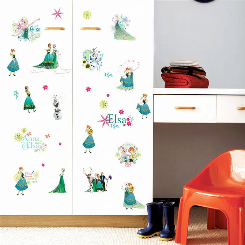 Süße Olaf Elsa Königin Anna Prinzessin Anime Wandaufkleber Kinder Home Dekoration