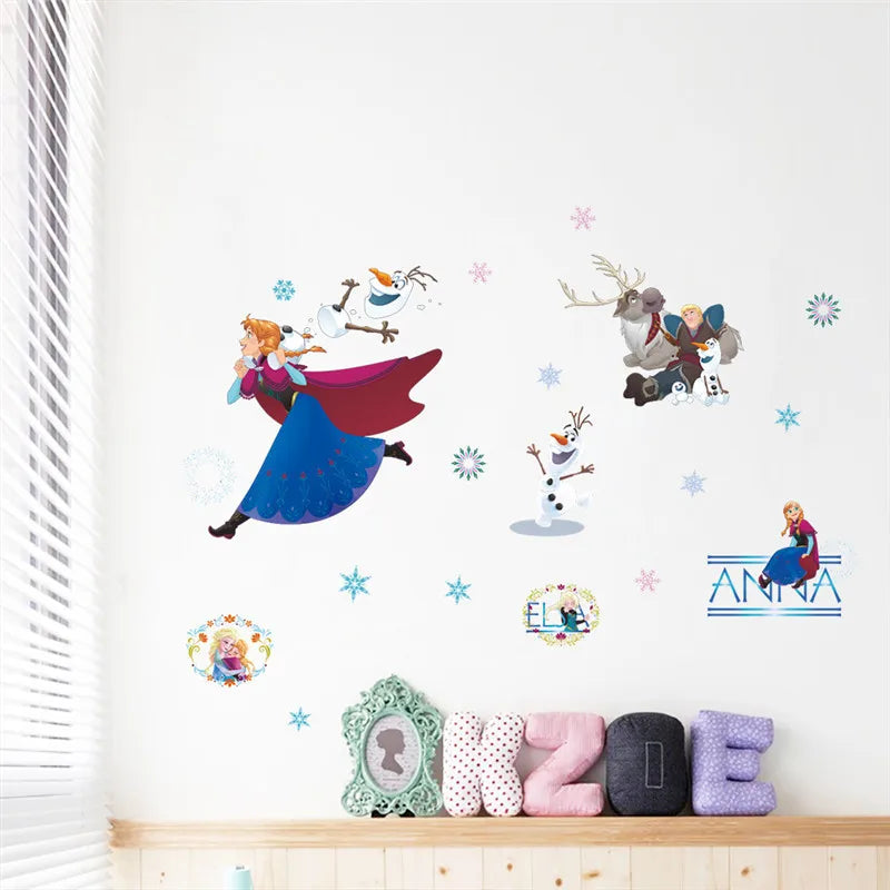 Süße Olaf Elsa Königin Anna Prinzessin Anime Wandaufkleber Kinder Home Dekoration