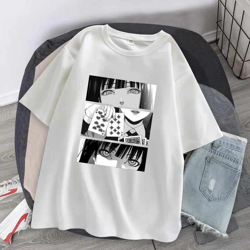 Quality Japanese Anime Kakegurui T-Shirt Casual Harajuku Top Short Sleeves Summer Cosplay Tees Eye Catching