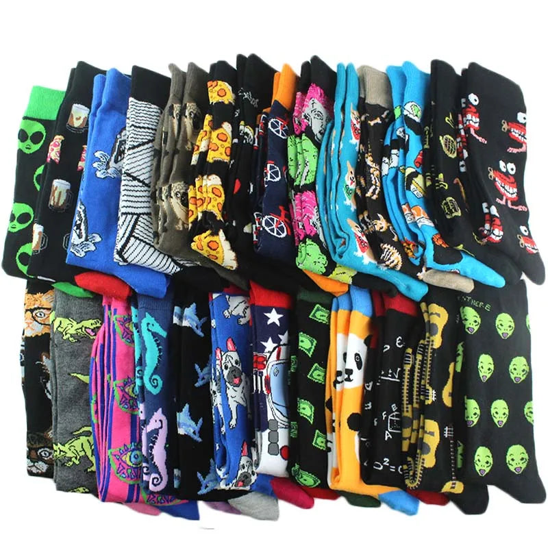 Baumwolle Glücklich Lustige Socken Männer Alien Planet Shark Verrückte Design Sokken