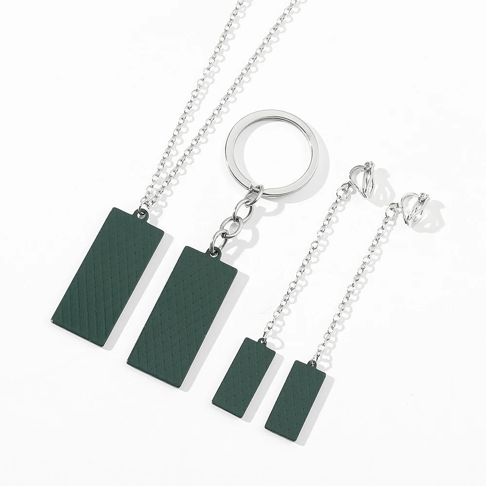 Dämon Slayer Anhänger Set Kamado Tanjirou Halskette Anime Ohrringe Cosplay Schmuck