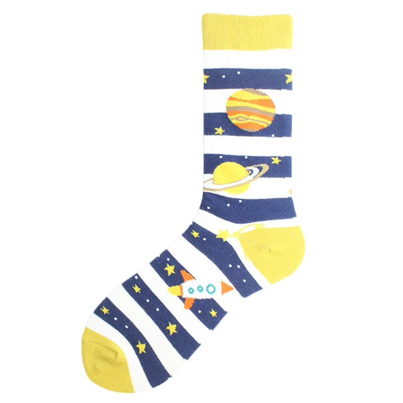Chaussettes pour hommes Dinosaure Astronaute Planète Crew Harajuku