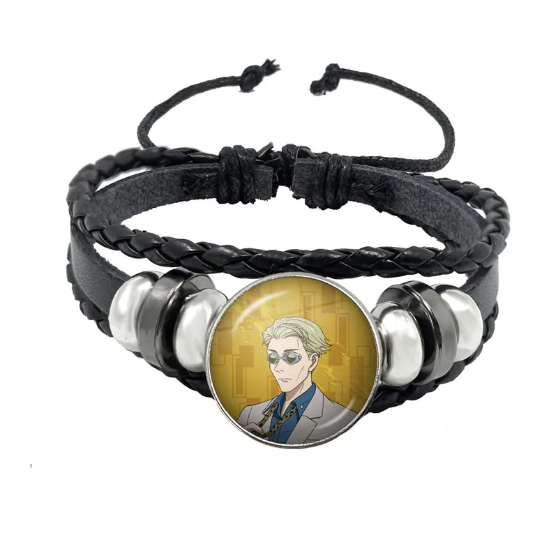 Jujutsu Kaisen Glaskuppelarmband – Anime Art Lederarmband für Männer und Frauen
