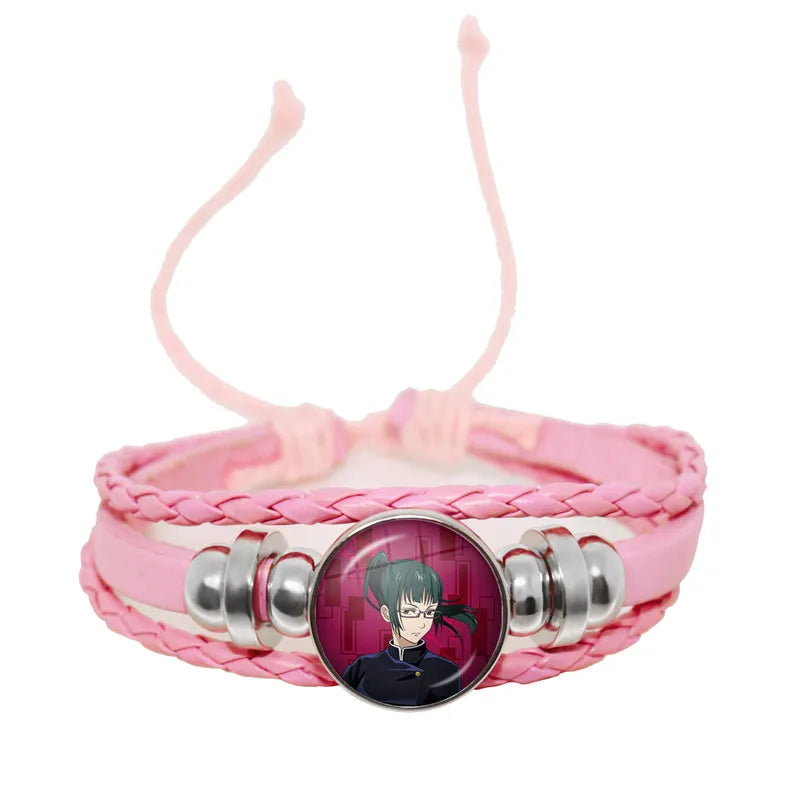 Jujutsu Kaisen Glaskuppelarmband – Anime Art Lederarmband für Männer und Frauen