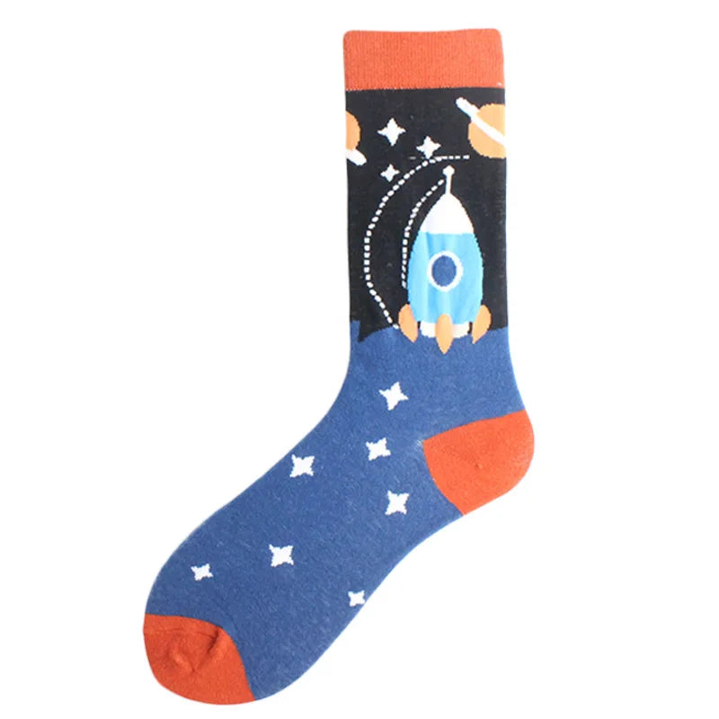 Chaussettes pour hommes Dinosaure Astronaute Planète Crew Harajuku
