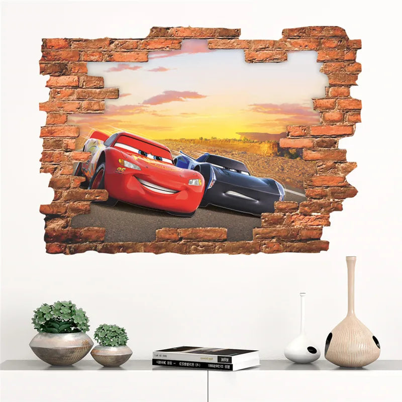 Cartoon Mcqueen Cars Wall Stickers For Kids Room Home Decoration 3d