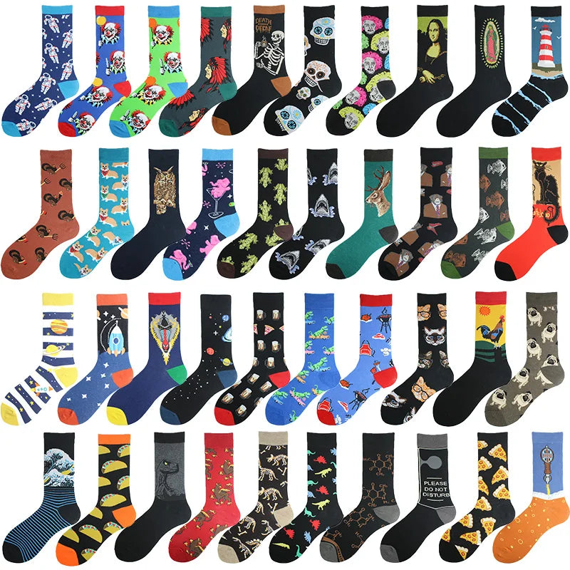 Chaussettes pour hommes Dinosaure Astronaute Planète Crew Harajuku