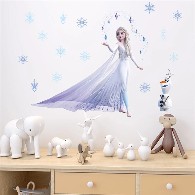 Süße Olaf Elsa Königin Anna Prinzessin Anime Wandaufkleber Kinder Home Dekoration