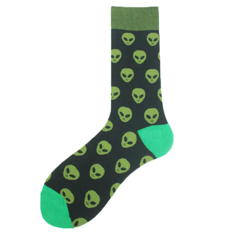 Baumwolle Glücklich Lustige Socken Männer Alien Planet Shark Verrückte Design Sokken