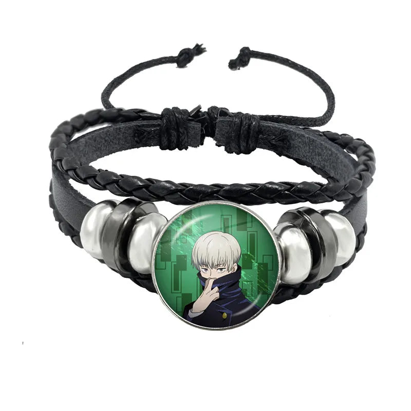 Jujutsu Kaisen Glaskuppelarmband – Anime Art Lederarmband für Männer und Frauen