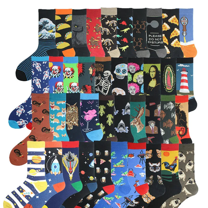 Chaussettes pour hommes Dinosaure Astronaute Planète Crew Harajuku