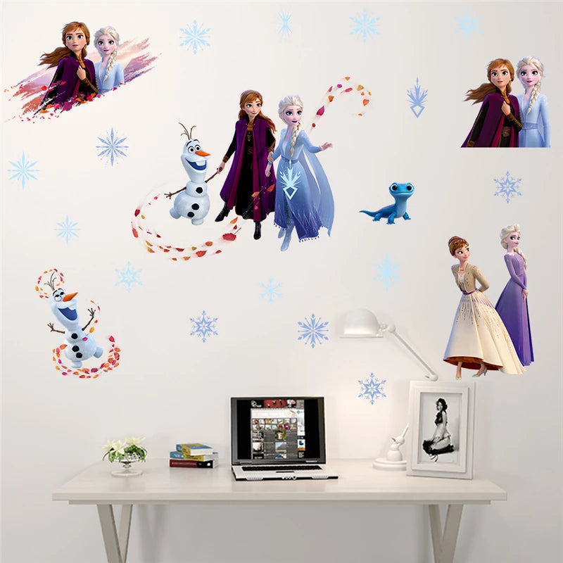 Süße Olaf Elsa Königin Anna Prinzessin Anime Wandaufkleber Kinder Home Dekoration