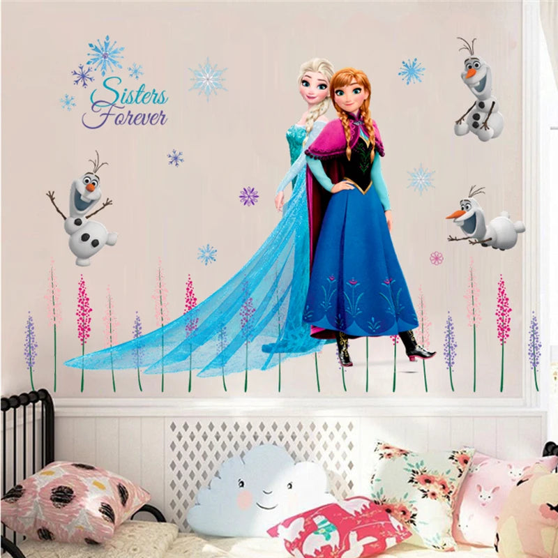 Süße Olaf Elsa Königin Anna Prinzessin Anime Wandaufkleber Kinder Home Dekoration