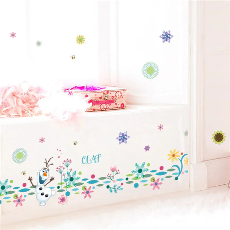 Süße Olaf Elsa Königin Anna Prinzessin Anime Wandaufkleber Kinder Home Dekoration