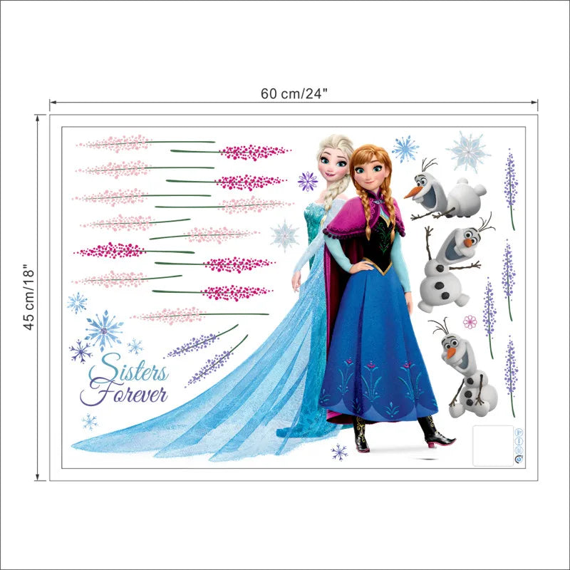 Süße Olaf Elsa Königin Anna Prinzessin Anime Wandaufkleber Kinder Home Dekoration