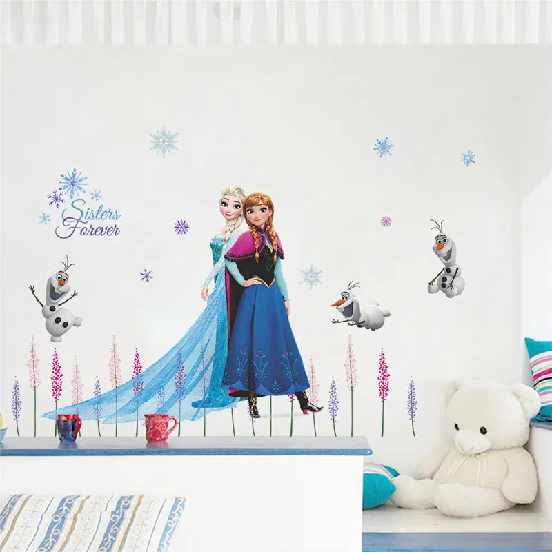 Süße Olaf Elsa Königin Anna Prinzessin Anime Wandaufkleber Kinder Home Dekoration