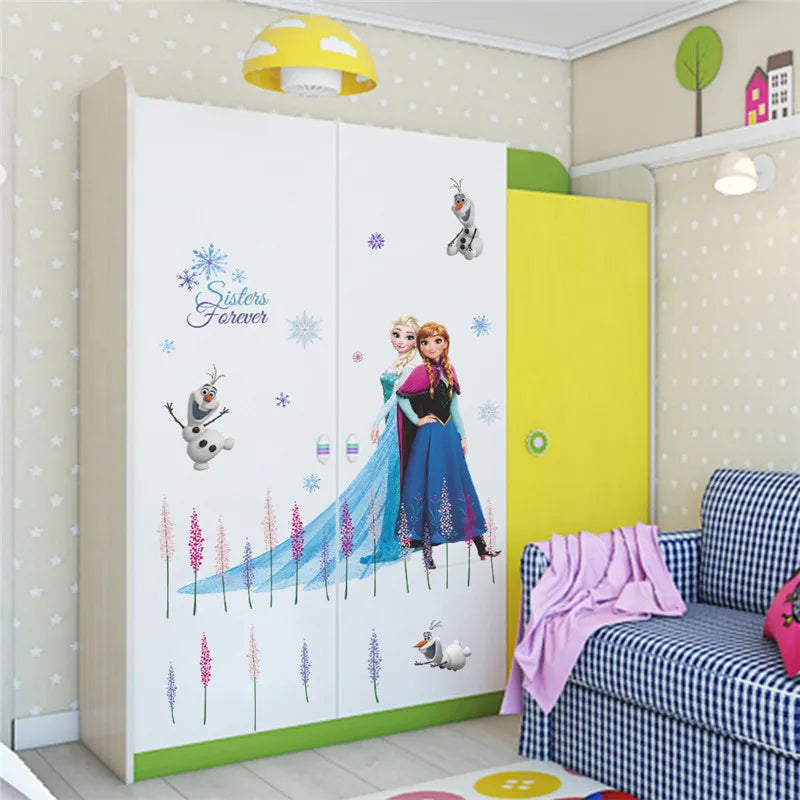 Süße Olaf Elsa Königin Anna Prinzessin Anime Wandaufkleber Kinder Home Dekoration