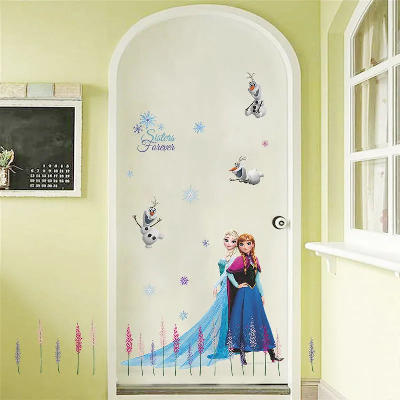 Süße Olaf Elsa Königin Anna Prinzessin Anime Wandaufkleber Kinder Home Dekoration