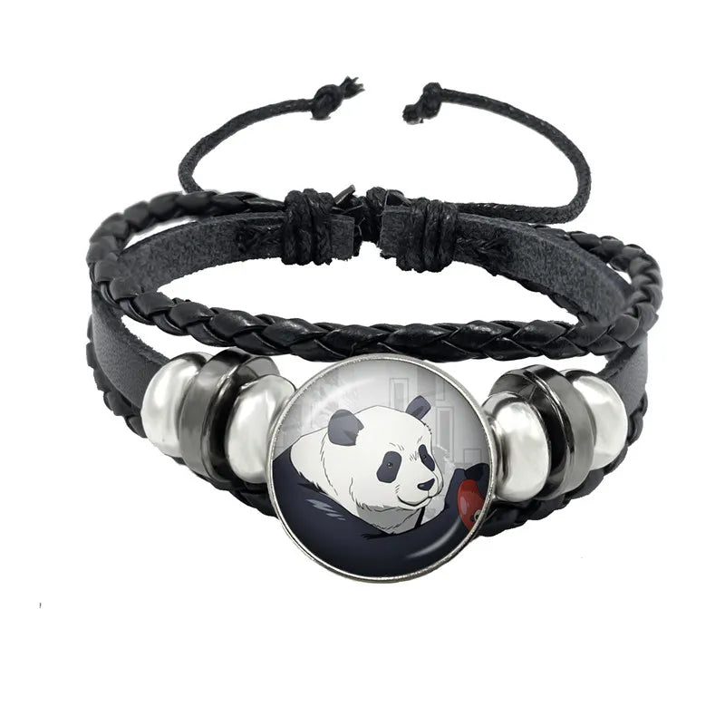 Jujutsu Kaisen Glaskuppelarmband – Anime Art Lederarmband für Männer und Frauen