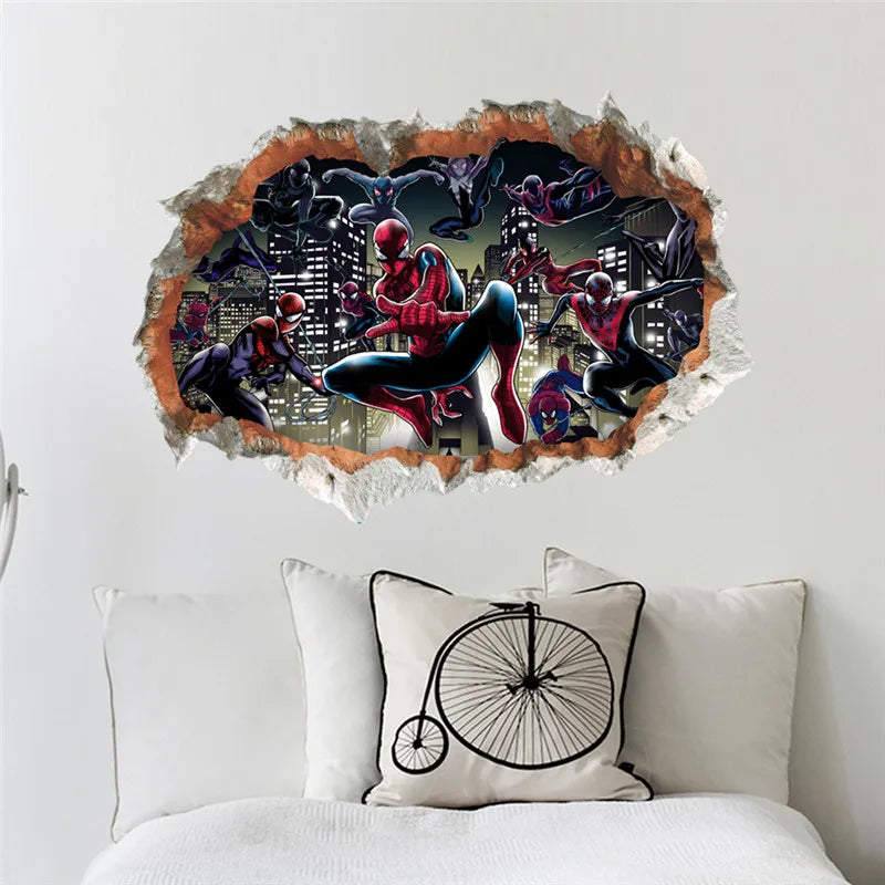 HOT Cartoon Spiderman Wall Stickers For Kid Room Home Decoration 3d Super Hero Avengers Poster