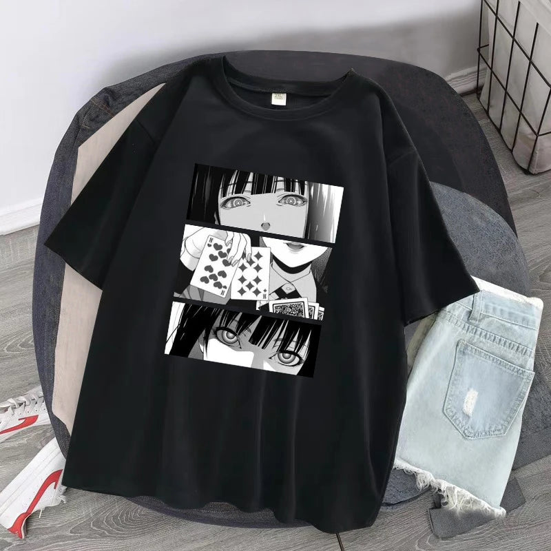Quality Japanese Anime Kakegurui T-Shirt Casual Harajuku Top Short Sleeves Summer Cosplay Tees Eye Catching
