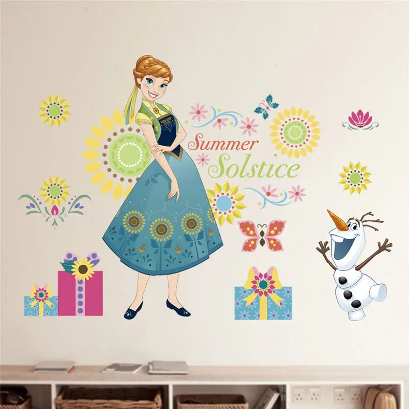 Süße Olaf Elsa Königin Anna Prinzessin Anime Wandaufkleber Kinder Home Dekoration