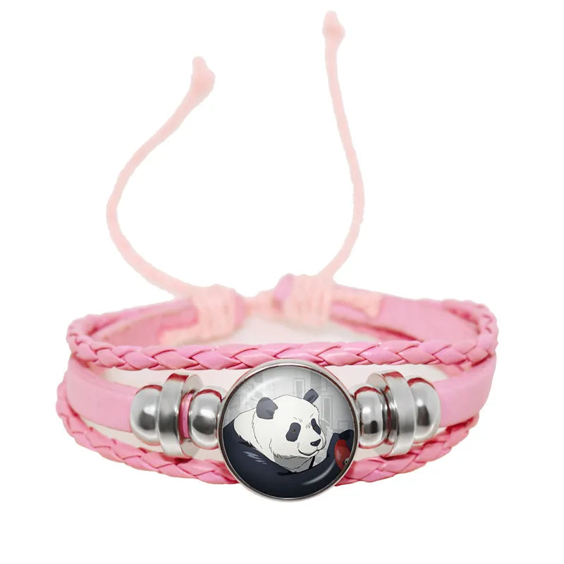 Jujutsu Kaisen Glaskuppelarmband – Anime Art Lederarmband für Männer und Frauen