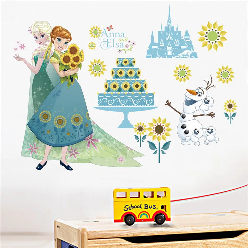 Süße Olaf Elsa Königin Anna Prinzessin Anime Wandaufkleber Kinder Home Dekoration