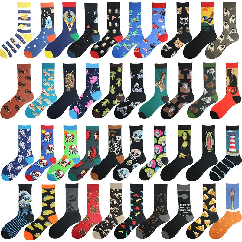 Chaussettes pour hommes Dinosaure Astronaute Planète Crew Harajuku