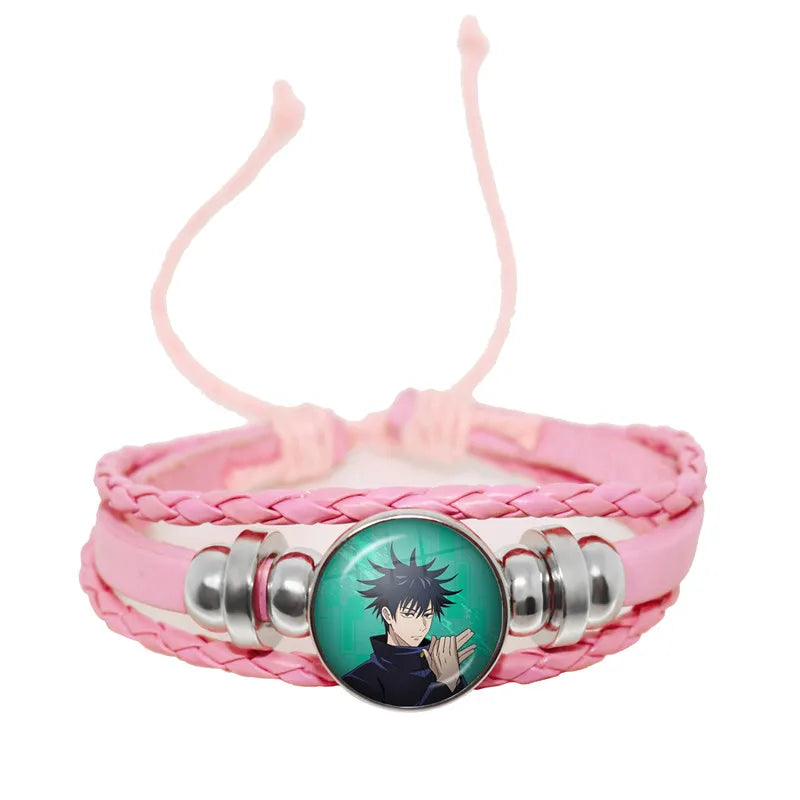 Jujutsu Kaisen Glaskuppelarmband – Anime Art Lederarmband für Männer und Frauen
