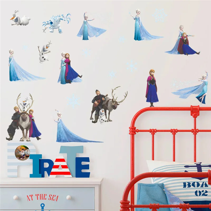 Süße Olaf Elsa Königin Anna Prinzessin Anime Wandaufkleber Kinder Home Dekoration