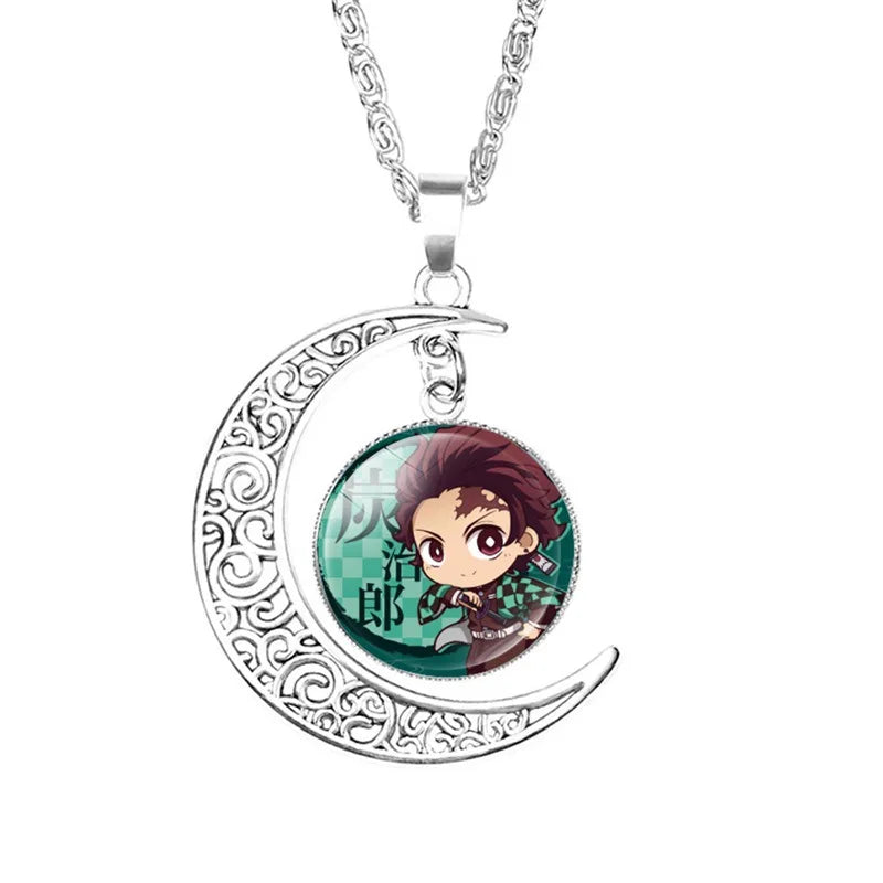 FIMAODZ Anime-Halskette – My Hero Academia & Demon Slayer Glasedelstein-Mondanhänger, Midoriya & Todoroki Schmuckgeschenk