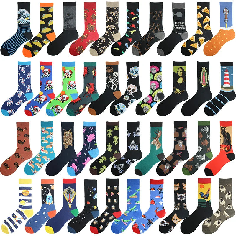 Chaussettes pour hommes Dinosaure Astronaute Planète Crew Harajuku