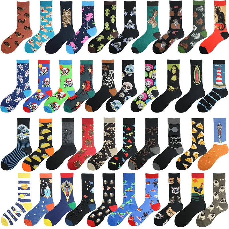 Chaussettes pour hommes Dinosaure Astronaute Planète Crew Harajuku