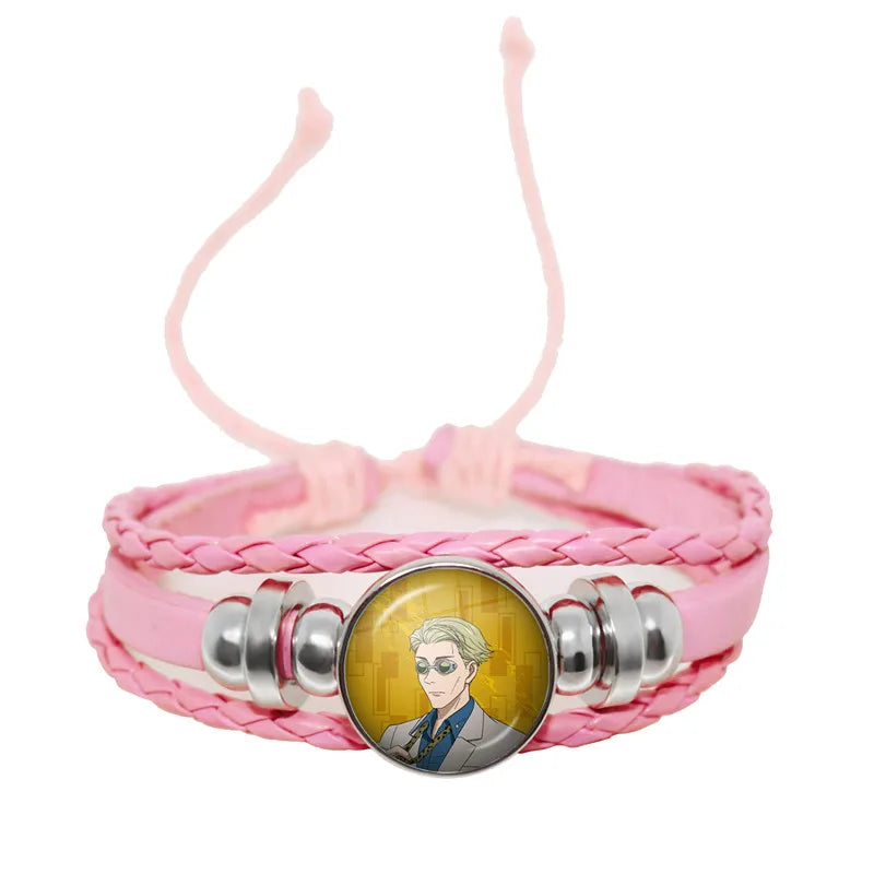 Jujutsu Kaisen Glaskuppelarmband – Anime Art Lederarmband für Männer und Frauen
