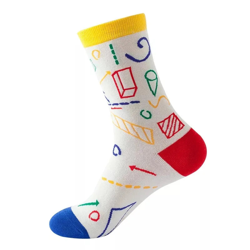 Combed Cotton Hip-Hop Socks – Harajuku Fruit, Animal & Oil Painting Designs