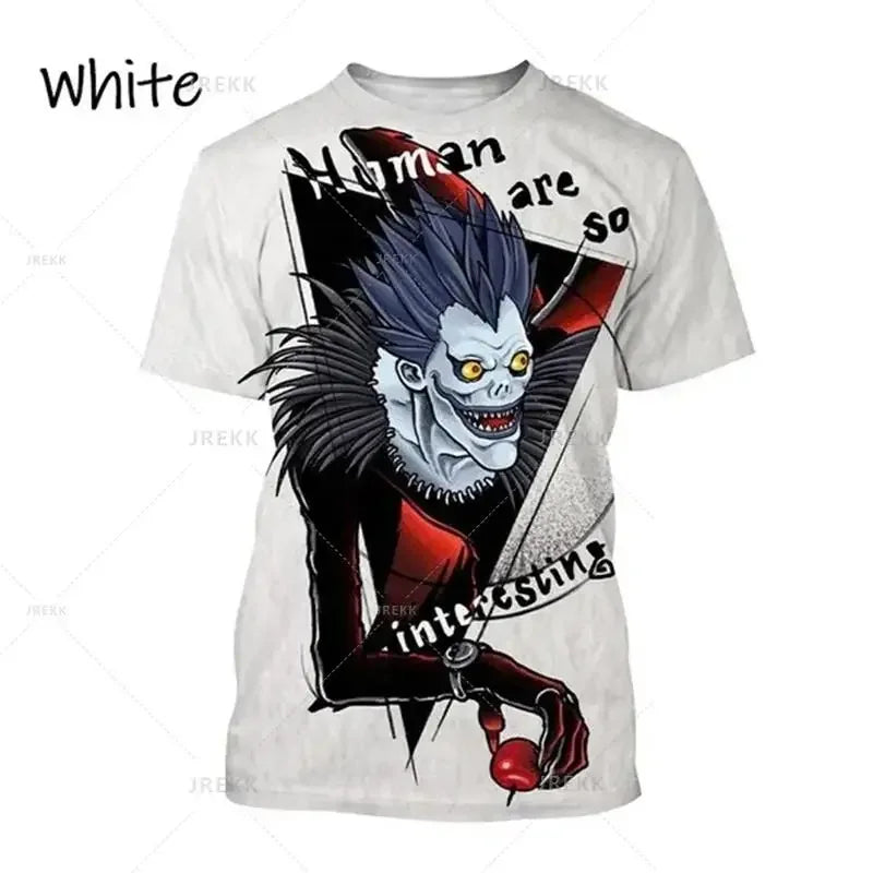 T-shirt d'été imprimé en 3D Death Note