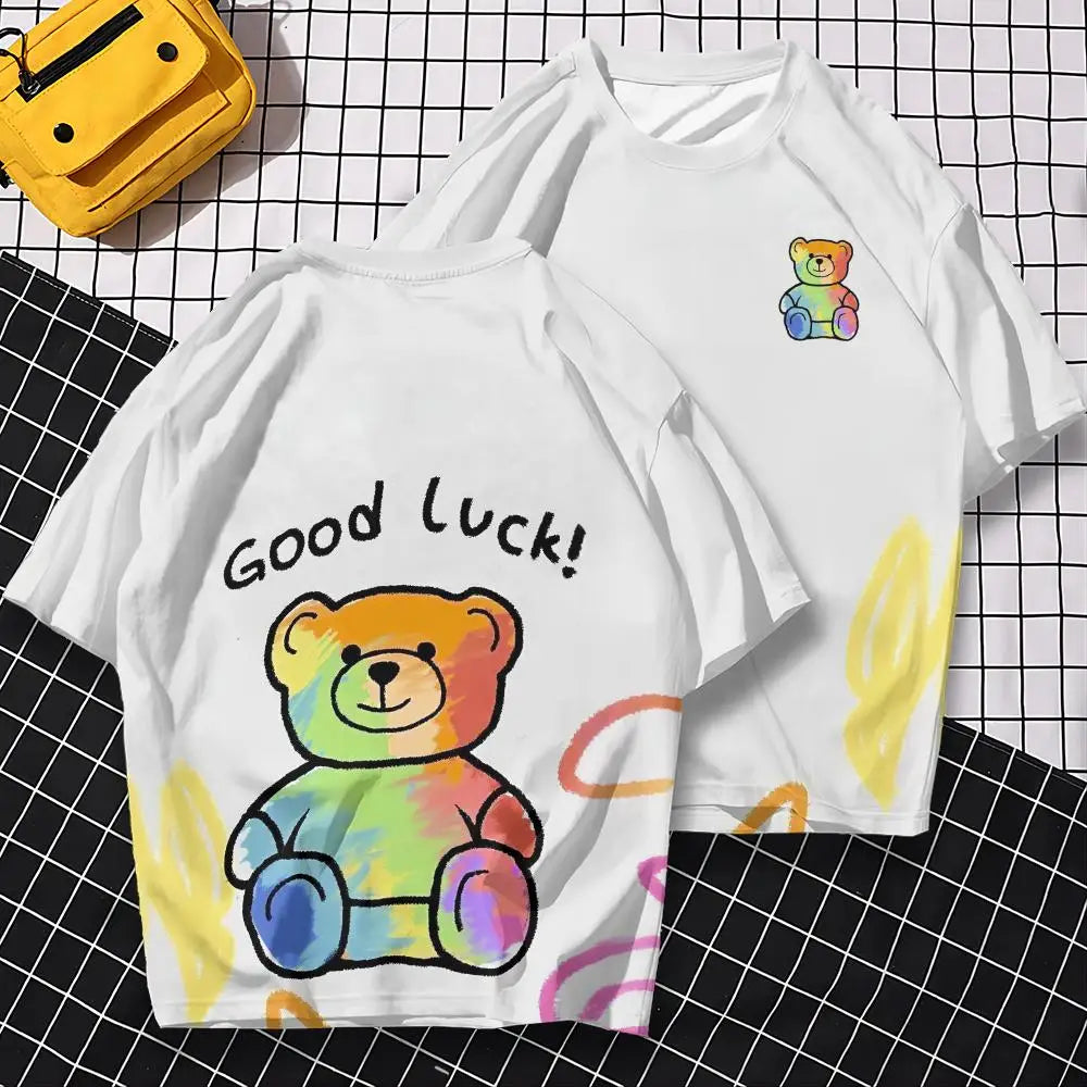T-shirt à manches courtes avec ours 3D Harajuku