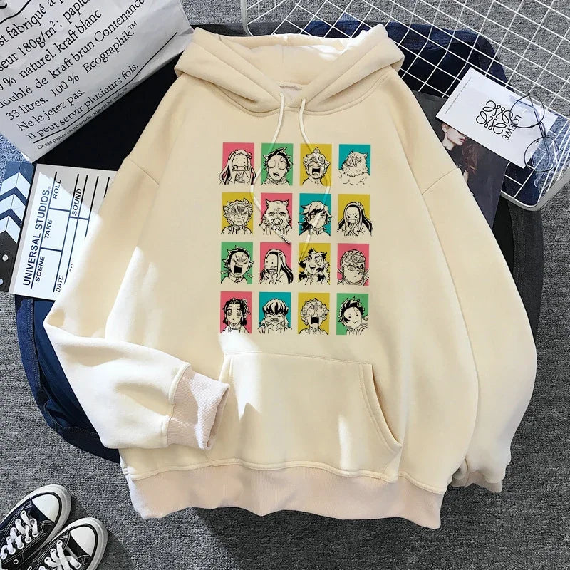 Kimetsu No Yaiba Sweatshirt – Anime Demon Slayer Hoodie mit Tanjiro & Nezuko, Harajuku Kawaii Style