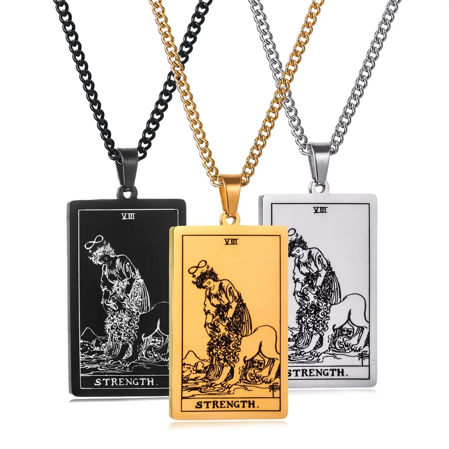 Tarotkarten-Halskette aus Edelstahl – 22 Persönlichkeits-Anhängerdesigns für Männer und Frauen