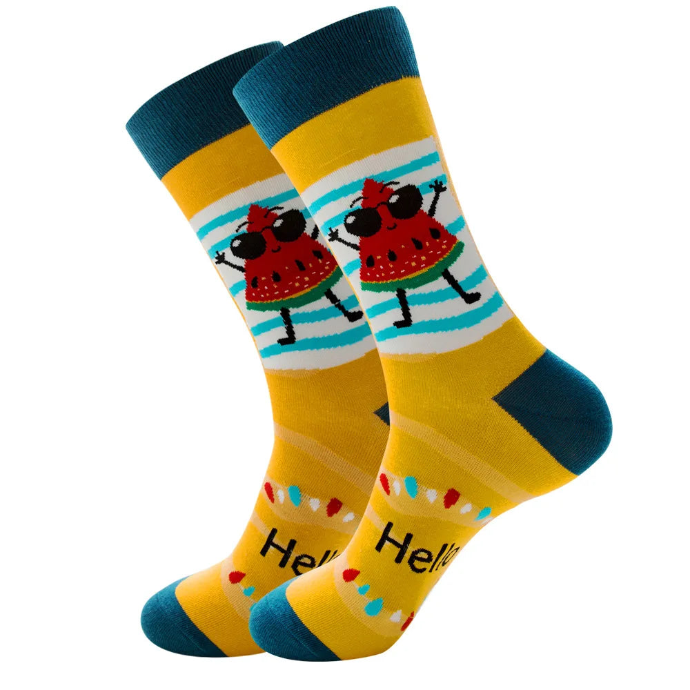 Neuartige Cartoon-Socke aus gekämmter Baumwolle, lustige Crew-Hip-Hop-Socken, dicke lange Socken