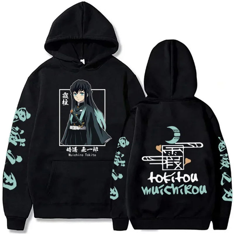 Anime Demon Slayer Hoodies Kamado Nezuko Print Unisex Plus Size Round Neck Streetwear Pullover Top for Men and Women