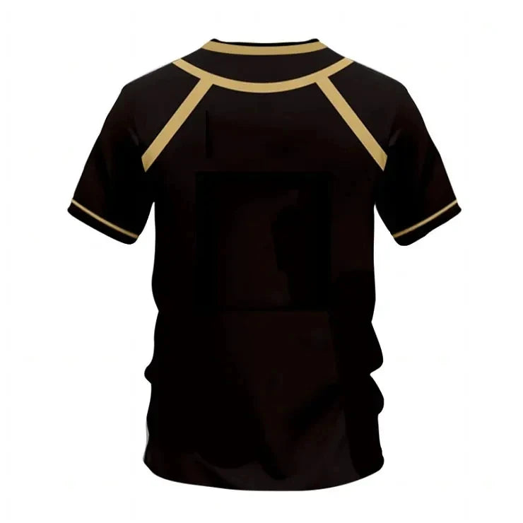 Casual Sports T-Shirt Top for Men Women with Eye Catching Futsal Pattern and Anime Design Lock-On Style in Vibrant Blue