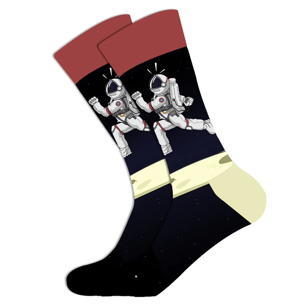Lustige Streetwear-Socken in großen Größen – Cartoon-Tier- und Obstdesigns, Hip-Hop-Baumwolle
