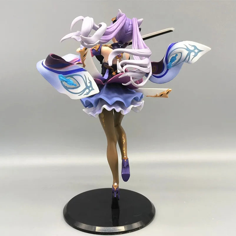 25CM Anime Figur Genshin Impact Keqing Schwingen Sie ein Schwert stehend Spielzeug Sammlung
